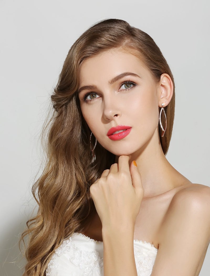 SBLING 18K Rose Gold Plated Cubic Zirconia Drop Earrings - Image 4